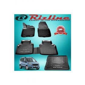 Rizline Ford Courier Siyah 2014-2019 Arası 3D Paspas ve Bagaj Havuzu