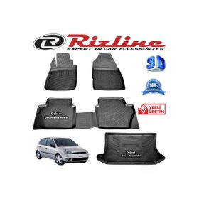 Rizline Ford Fiesta 3D Paspas + 3D Bagaj Havuzu 2002-2008 Arası Siyah Set