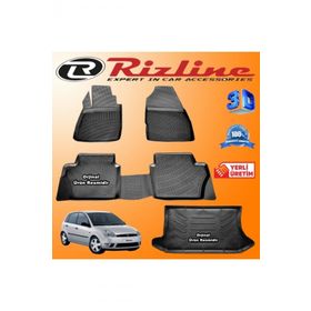 Rizline Ford Fiesta 3D Paspas + 3D Bagaj Havuzu 2002-2008 Arası Siyah Set