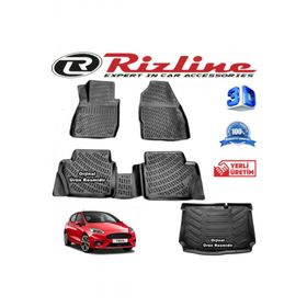 Rizline Ford Fiesta 3D Paspas + 3D Bagaj Havuzu 2018 Sonrası Siyah Set