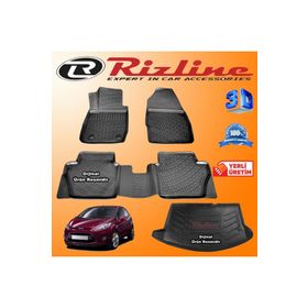 Rizline Ford Fiesta 3D Paspas + 3D Bagaj Havuzu HB 2009-2018 Arası Siyah Set