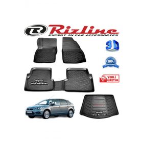 Rizline Ford Focus 2 3D Paspas + 3D Bagaj Havuzu HB 2005-2011 Arası Siyah Set