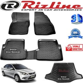 Rizline Ford Focus 2 3D Paspas + 3D Bagaj Havuzu Sedan 2005-2011 Arası Siyah Set