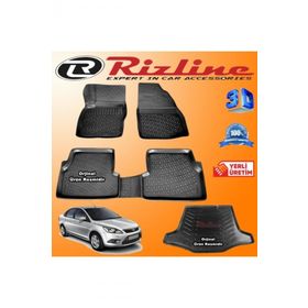 Rizline Ford Focus 2 3D Paspas + 3D Bagaj Havuzu Sedan 2005-2011 Arası Siyah Set