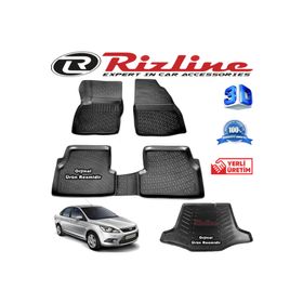 Rizline Ford Focus 2 3D Paspas + 3D Bagaj Havuzu Sedan 2005-2011 Arası Siyah Set