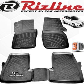Rizline Ford Focus 3 HB 2011 - 2015 Arası Siyah 4 Parça Set 3D Havuzlu Paspas