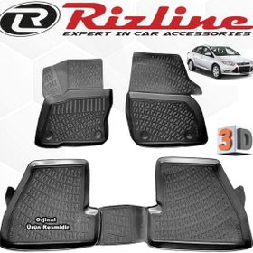 Rizline Ford Focus 3 Sedan 2011 - 2015 Arası Siyah 4 Parça Set 3D Havuzlu Paspas