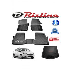 Rizline Ford Focus 4 3D Paspas + 3D Bagaj Havuzu Sedan 2015-2018 Arası Siyah Set