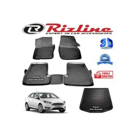 Rizline Ford Focus 4 3D Paspas + 3D Bagaj Havuzu Sedan 2015-2018 Arası Siyah Set