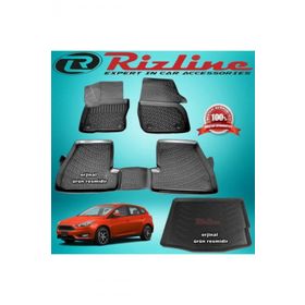 Rizline Ford Focus 4 Hb 2015-2018 Arası Sıyah Set 3D Paspas + 3D Bagaj Havuzu