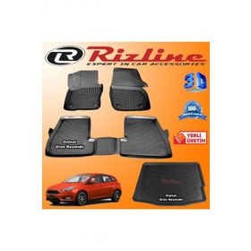 Rizline Ford Focus 4 Hb 2015-2018 Arası Sıyah Set 3D Paspas + 3D Bagaj Havuzu