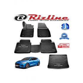 Rizline Ford Focus 5 3D Paspas + 3D Bagaj Havuzu HB 2019 Sonrası Siyah Set