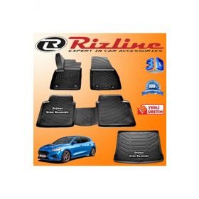 Rizline Ford Focus 5 3D Paspas + 3D Bagaj Havuzu HB 2019 Sonrası Siyah Set
