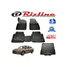 Rizline Ford Focus 5 3D Paspas+ 3D Bagaj Havuzu Sedan 2019 Sonrası Siyah Set