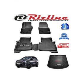 Rizline Ford Kuga 3D Paspas + 3D Bagaj Havuzu 2013-2019 Arası Siyah Set