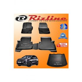 Rizline Ford Kuga 3D Paspas + 3D Bagaj Havuzu 2013-2019 Arası Siyah Set