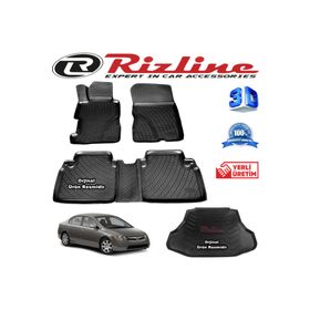 Rizline Honda Civic 3D Paspas + 3D Bagaj Havuzu Sedan 2007 - 2012 Arası Siyah Set