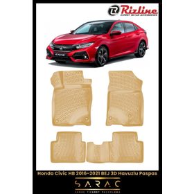 Rizline Honda Civic HB 2021 Model Eski Kasa Bej 3D Havuzlu Paspas
