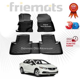 Rizline Honda Civic Sedan 2012-2015 Siyah 3D Havuzlu Paspas