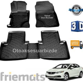 Rizline Honda Civic Sedan 2012-2015 Siyah 3D Havuzlu Paspas