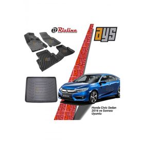 Rizline Honda Civic Sedan 2016 Sonrası 3D Havuzlu Paspas ve Bagaj Havuzu