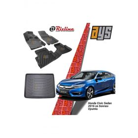 Rizline Honda Civic Sedan 2016 Sonrası 3D Havuzlu Paspas ve Bagaj Havuzu