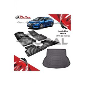 Rizline Honda Civic Sedan 2016 ve Sonrası Paspas ve Bagaj Havuzu Set