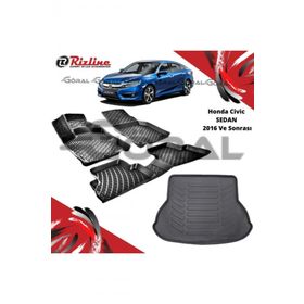 Rizline Honda Civic Sedan 2016 ve Sonrası Paspas ve Bagaj Havuzu Set