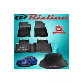 Rizline Honda Civic Siyah Sedan 2016-2019 Arası 3D Paspas + Bagaj Havuzu