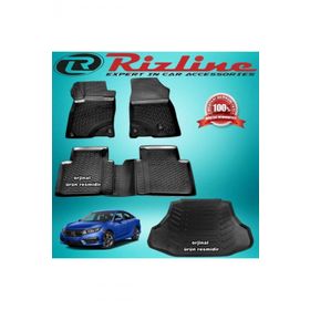 Rizline Honda Civic Siyah Sedan 2016-2019 Arası 3D Paspas + Bagaj Havuzu