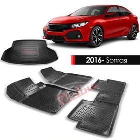 Rizline Honda Civic Yeni Kasa 2016-2019 Bagaj Havuzu 3d İkili Set 3d Havuzlu Paspas