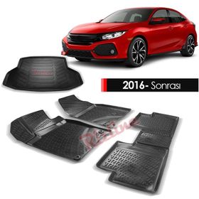 Rizline Honda Civic Yeni Kasa 2016-2019 Bagaj Havuzu 3d İkili Set 3d Havuzlu Paspas