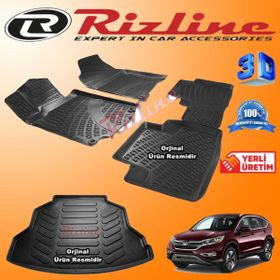 Rizline Honda CR-V 3D Paspas + 3D Bagaj Havuzu 2013 - 2017 Arası Siyah Set