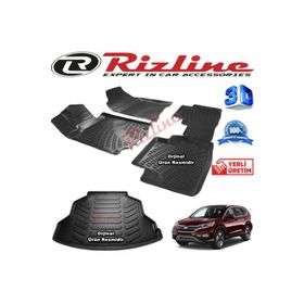 Rizline Honda CR-V 3D Paspas + 3D Bagaj Havuzu 2013 - 2017 Arası Siyah Set