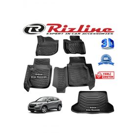 Rizline Honda HR-V 3D Paspas + 3D Bagaj Havuzu 2016 - 2020 Arası Siyah Set