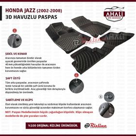 Rizline Honda Jazz 2002-2008 Siyah 3D Havuzlu Paspas