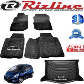 Rizline Honda Jazz 3D Paspas + 3D Bagaj Havuzu 2009-2015 Arası Siyah Set