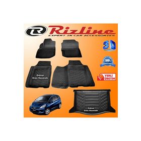 Rizline Honda Jazz 3D Paspas + 3D Bagaj Havuzu 2009-2015 Arası Siyah Set