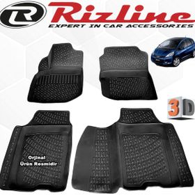 Rizline Honda Jazz HB 2009 - 2015 Arası 4 Parça Siyah Set 3D Havuzlu Paspas