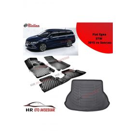 Rizline Hroto Fiat Egea SW Üst Bagaj 2015 Sonrası 3D Havuzlu Paspas ve Bagaj Havuzu