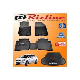 Rizline Hyundai Accent Blue 3D Paspas + 3D Bagaj Havuzu 2011-2019 Arası Siyah Set