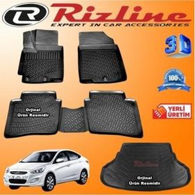 Rizline Hyundai Accent Blue 3D Paspas + 3D Bagaj Havuzu 2011-2019 Arası Siyah Set
