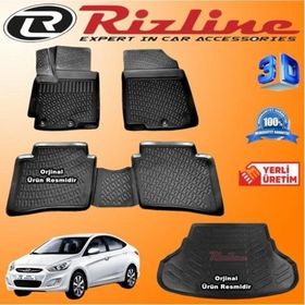 Rizline Hyundai Accent Blue 3D Paspas + 3D Bagaj Havuzu 2011-2019 Arası Siyah Set