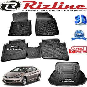 Rizline Hyundai Elantra 3D Paspas + 3D Bagaj Havuzu 2011-2016 Arası Siyah Set