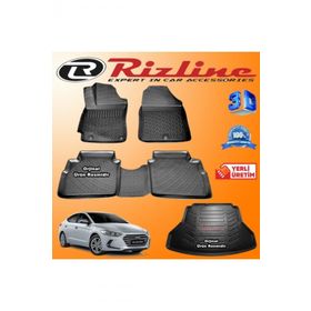 Rizline Hyundai Elantra 3D Paspas + 3D Bagaj Havuzu 2016 Sonrası Siyah Set