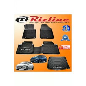 Rizline Hyundai i30 3D Paspas + 3D Bagaj Havuzu 2012-2017 Arası Siyah Set