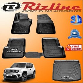 Rizline Jeep Renegade 3D Paspas + 3D Bagaj Havuzu 2015-2020 Arası Siyah Set