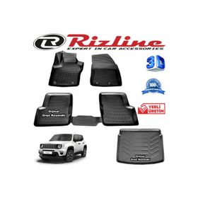 Rizline Jeep Renegade 3D Paspas + 3D Bagaj Havuzu 2015-2020 Arası Siyah Set