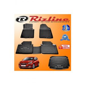 Rizline Kia Ceed 3D Paspas + 3D Bagaj Havuzu HB 2012-2017 Arası Siyah Set