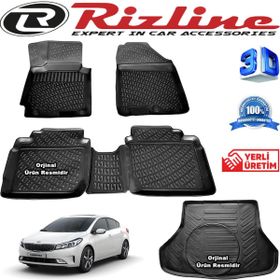 Rizline Kia Cerato 3D Paspas + 3D Bagaj Havuzu 2016-2020 Arası Siyah Set